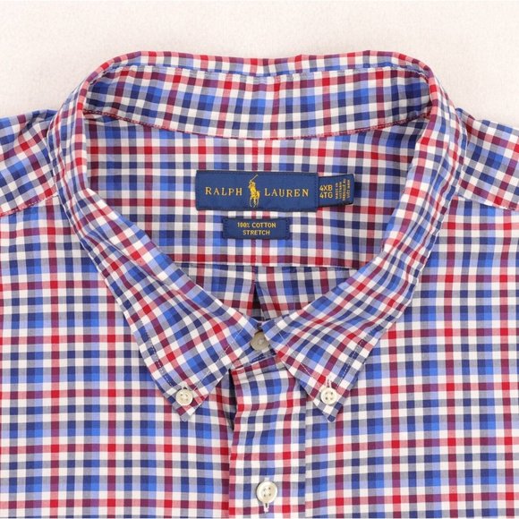 Ralph Lauren Shirt Men's 4XB Big Red Blue White Checks Button Down Recent - Picture 4 of 4